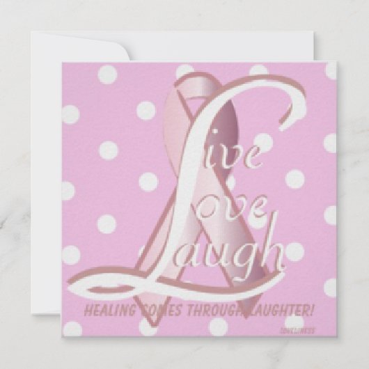 Pink Ribbon Laugh Live Love CardCustomize (Front)