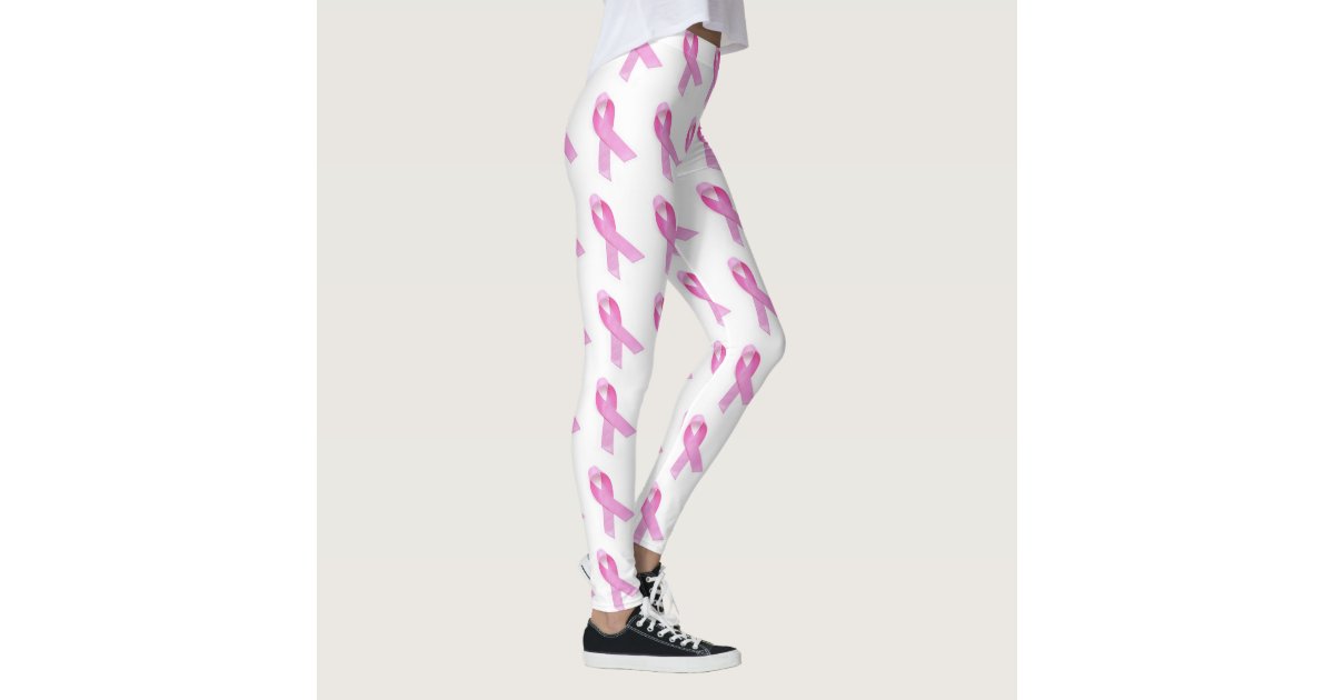 Pink ribbon leggings Zazzle