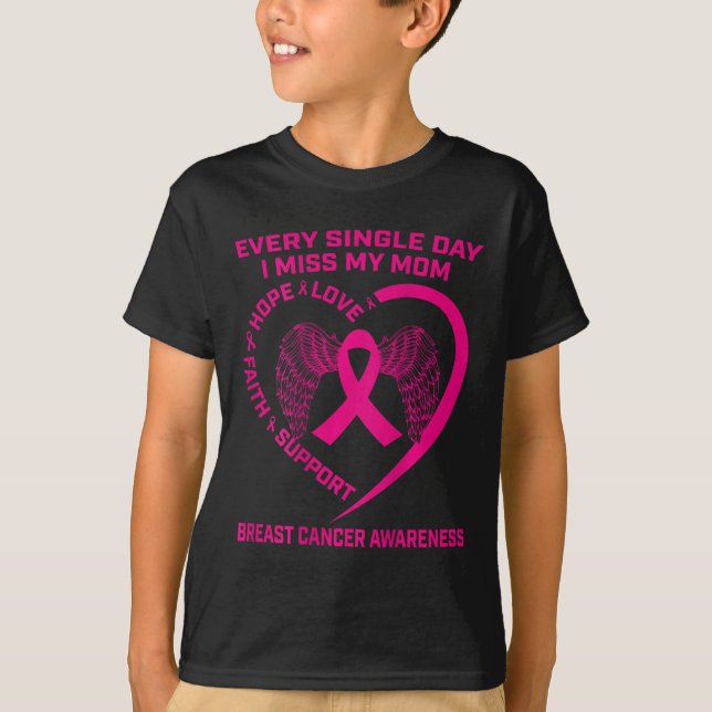 Pink Ribbon Loss Of Mother Mom Breast Cancer Ck Gr T-Shirt (Front)