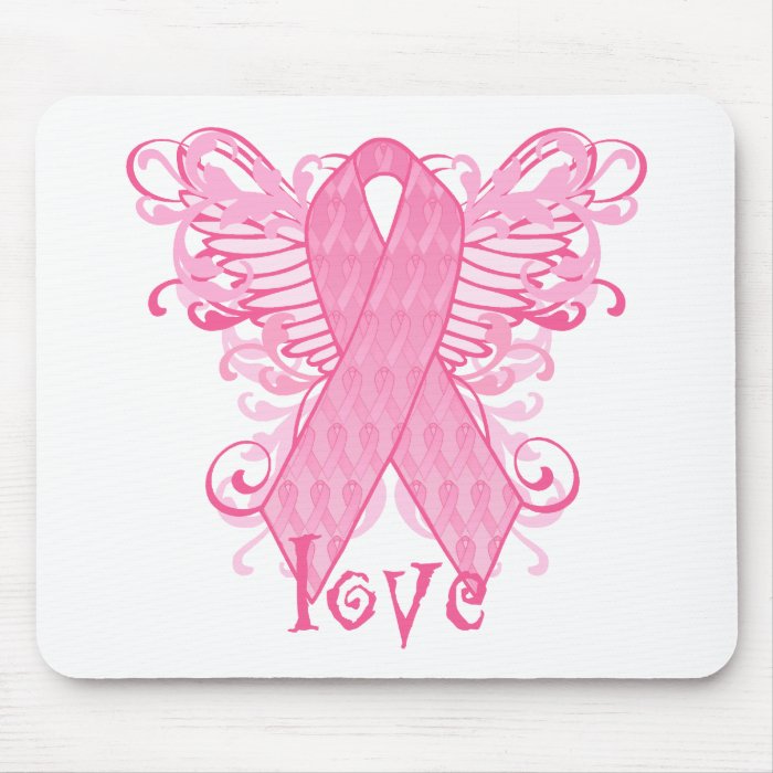 Pink Ribbon Love Mouse Pads