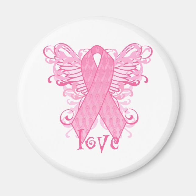 Pink Ribbon Love Wings Magnet (Front)