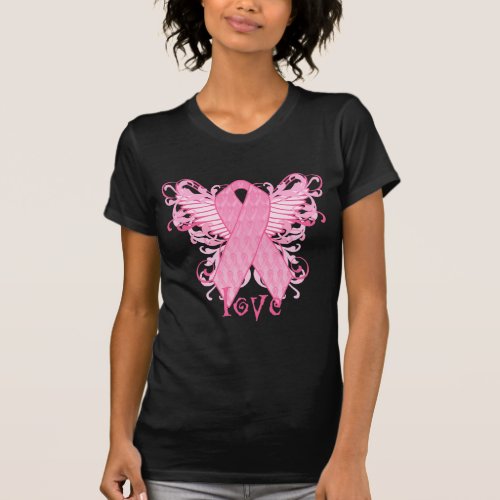 Pink Ribbon Love Wings T_Shirt
