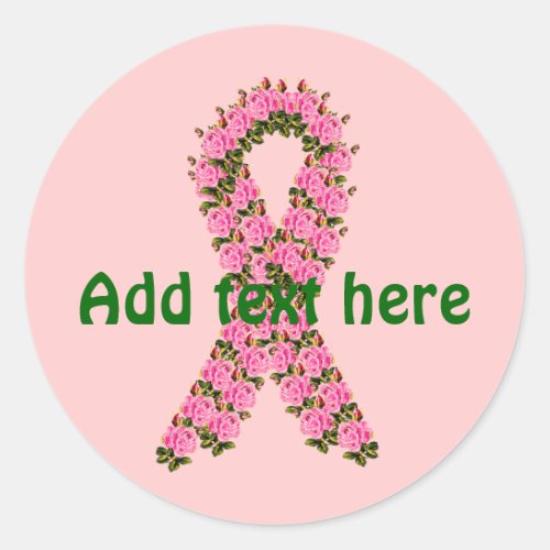 Pink Ribbon Made of Pink Roses Classic Round Sticker