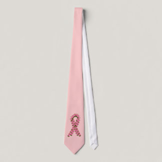 Pink Ribbon Made of Pink Roses Neck Tie