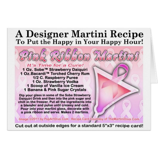 Pink Ribbon Martini Recipe Card (Front Horizontal)