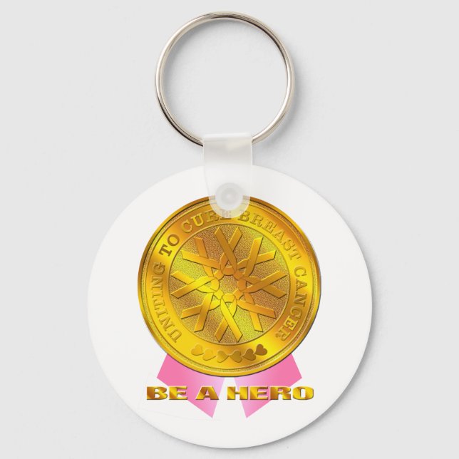 PINK RIBBON MEDAL KEYCHAIN (Front)