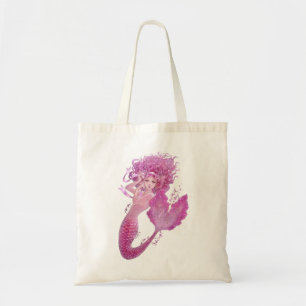 Pink Ribbon Mermaid Fantasy Tote Bag