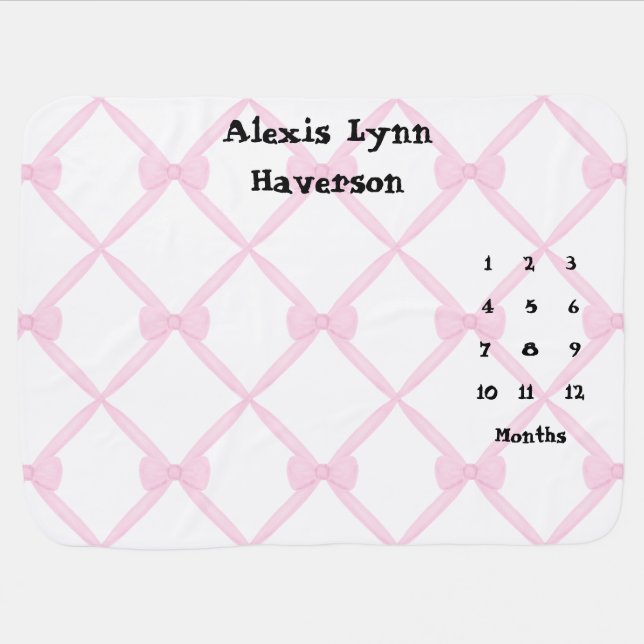 Pink Ribbon Milestone Blanket (Horizontal)