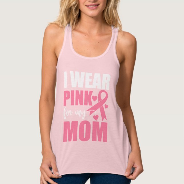 Pink Ribbon Mom Fighter Warrior Breast Cancer Tank Top (Front)