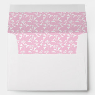 Pink Ribbon Monogram with Floral Print Envelope