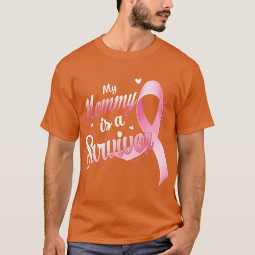 Pink Ribbon My Mommy Is A Survivor Breast Cancer A T_Shirt