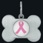 Pink ribbon of breast cancer awareness pet name tag<br><div class="desc">Pink ribbon of breast cancer awareness.The pink ribbon is an international symbol of breast cancer awareness. Pink ribbons, and the color pink in general, identify the wearer or promoter with the breast cancer brand and express moral support for women with breast cancer. Pink ribbons are most commonly seen during National...</div>