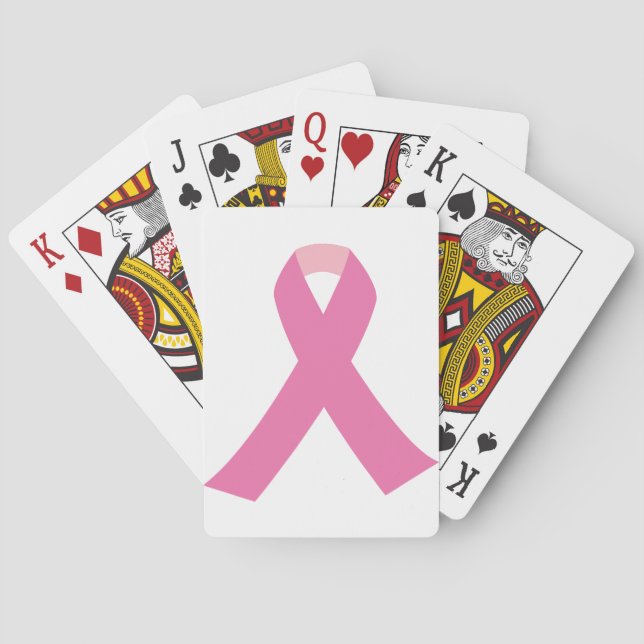 Pink ribbon of breast cancer awareness poker cards (Back)