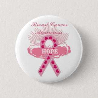 Pink Ribbon Of Hope White Button