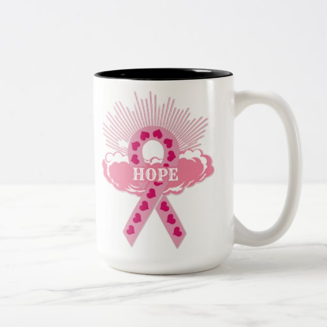 Pink Ribbon Of Hope White Mug (Right)