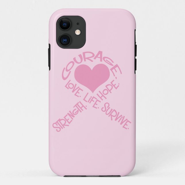 Pink Ribbon of Words Breast Cancer iPhone 5 Case (Back)