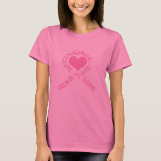 Pink Ribbon of Words Breast Cancer Long Sleeve T-Shirt