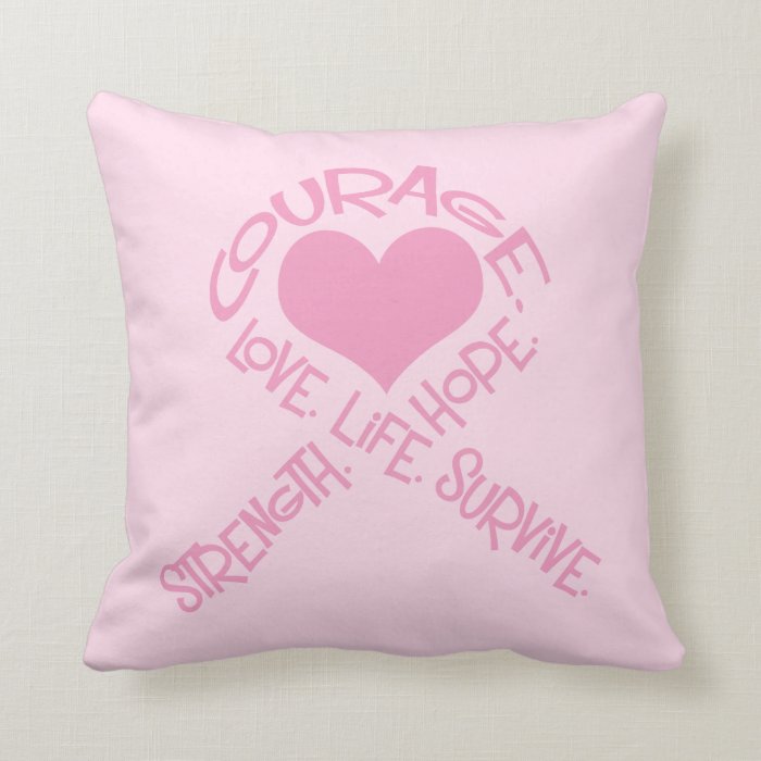 Pink Ribbon of Words Breast Cancer Pillow