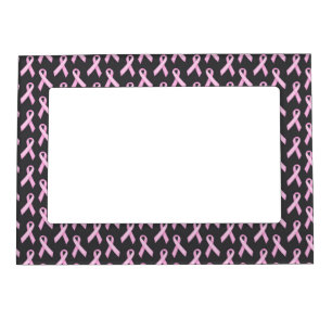 Pink Ribbon on Black - Breast Cancer Awareness Magnetic Frame