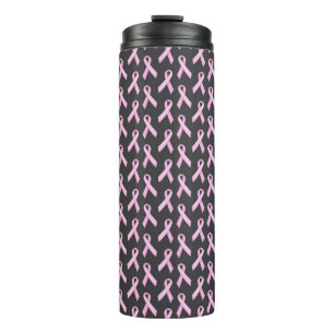 Pink Ribbon on Black - Breast Cancer Awareness Thermal Tumbler