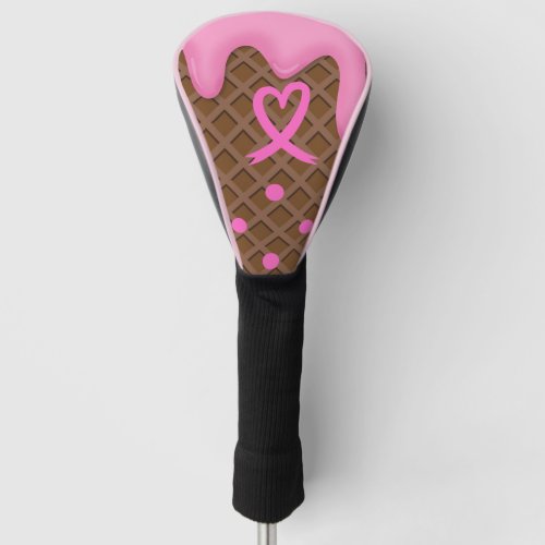 Pink ribbon on waffle Breast Cancer Awareness  Golf Head Cover