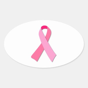 Pink Ribbon Oval Sticker by TerryBain at Zazzle