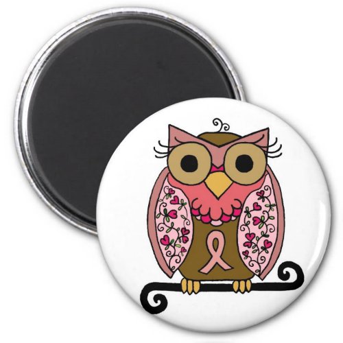Pink Ribbon Owl Magnet