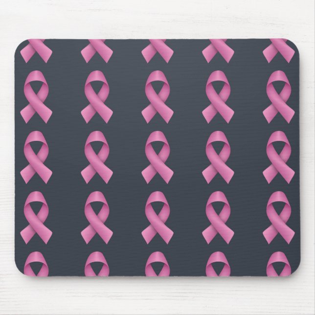 Pink Ribbon Pattern Black Background Mouse Pad (Front)