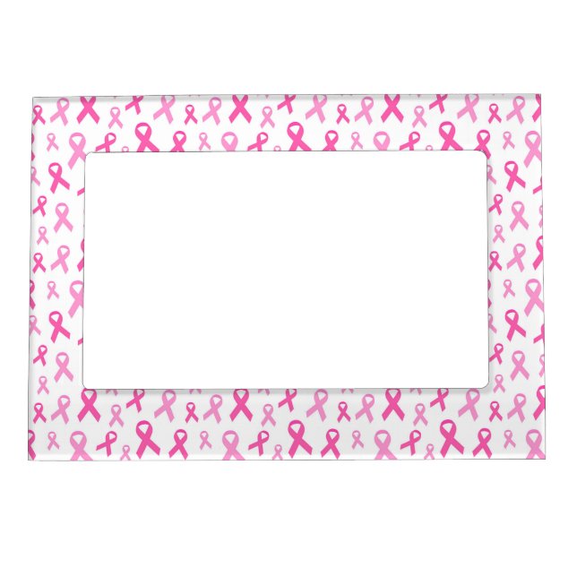Pink Ribbon Pattern – Breast Cancer Awareness Magnetic Frame (Front)