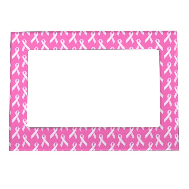 Pink Ribbon Pattern – Breast Cancer Awareness Magnetic Frame (Front)