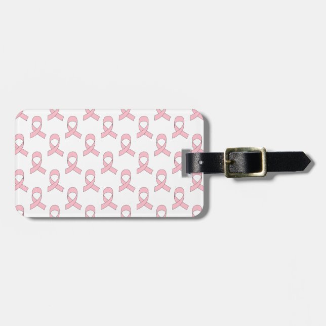 Pink Ribbon Pattern Luggage Tag (Front Horizontal)