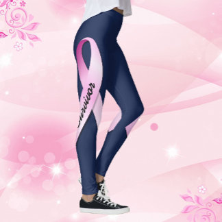 Pink Ribbon Personalize 2 Breast Cancer Survivor Leggings