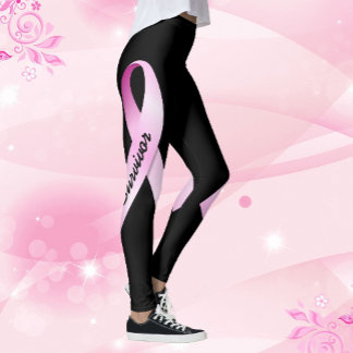 Pink Ribbon Personalize Breast Cancer Survivor Leggings