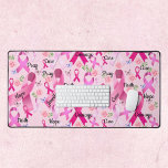 Pink Ribbon Personalize Words & Name Breast Cancer Desk Mat<br><div class="desc">Pink Ribbon Personalize Words & Name Breast Cancer Desk Mat</div>