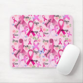 Pink Ribbon Personalize Words & Name Breast Cancer Mouse Pad (With Mouse)
