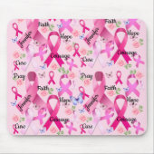 Pink Ribbon Personalize Words & Name Breast Cancer Mouse Pad (Front)