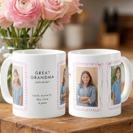 Pink Ribbon Photo Frames Editable Great Grandma Coffee Mug