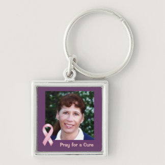 Pink Ribbon Photo Pray for Cure Keychain