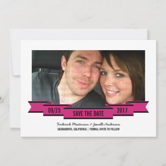 Pink Ribbon Photo Save the Date Invite