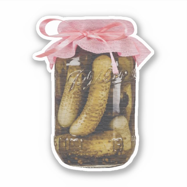 Pink Ribbon Pickle Jar Charm Sticker (Front)