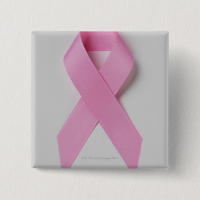 Pink ribbon pinback button (Front)