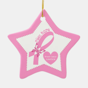 Pink Ribbon Pink Hope Breast cancer awareness Ceramic Ornament