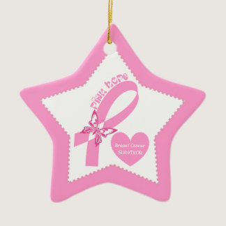 Pink Ribbon Pink Hope Breast cancer awareness Ceramic Ornament