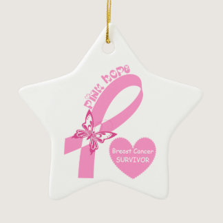 Pink Ribbon Pink Hope Breast cancer awareness Ceramic Ornament