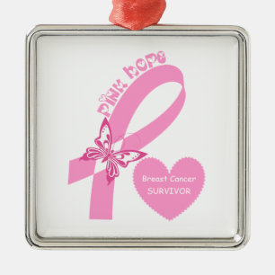 Pink Ribbon Pink Hope Breast cancer awareness Metal Ornament