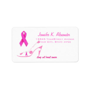 Pink Ribbon polka dot shoe Label