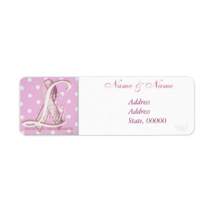 Pink Ribbon Polka Dots Address Label-Customize Label