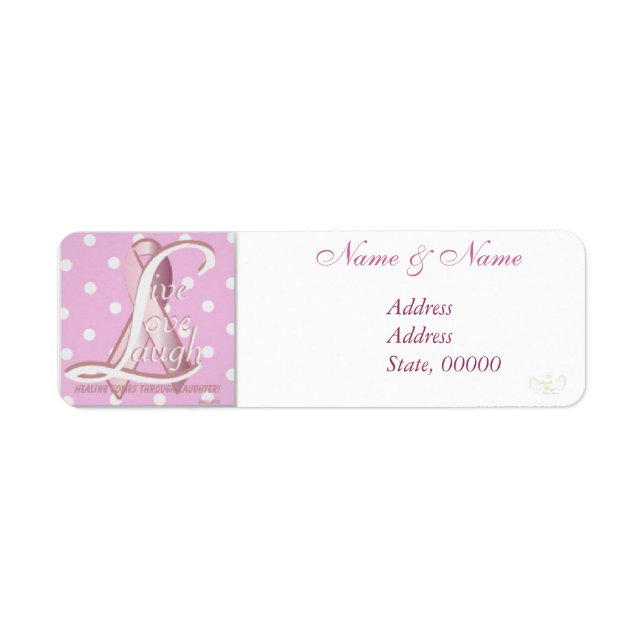 Pink Ribbon Polka Dots Address Label-Customize Label (Front)