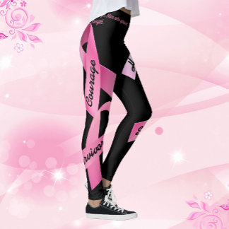 Pink Ribbon Power Words Personalize Template Leggings