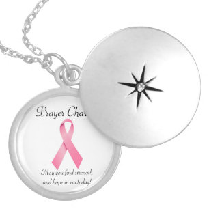 PINK Ribbon Prayer charm necklace Breast Cancer